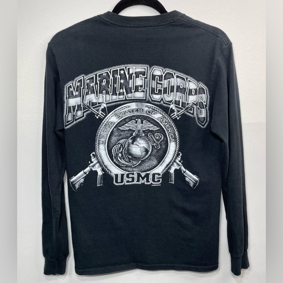 Marine Corps Shirt Womens Small US Military Crew Eagle American Pride USA Globe - Picture 1 of 3